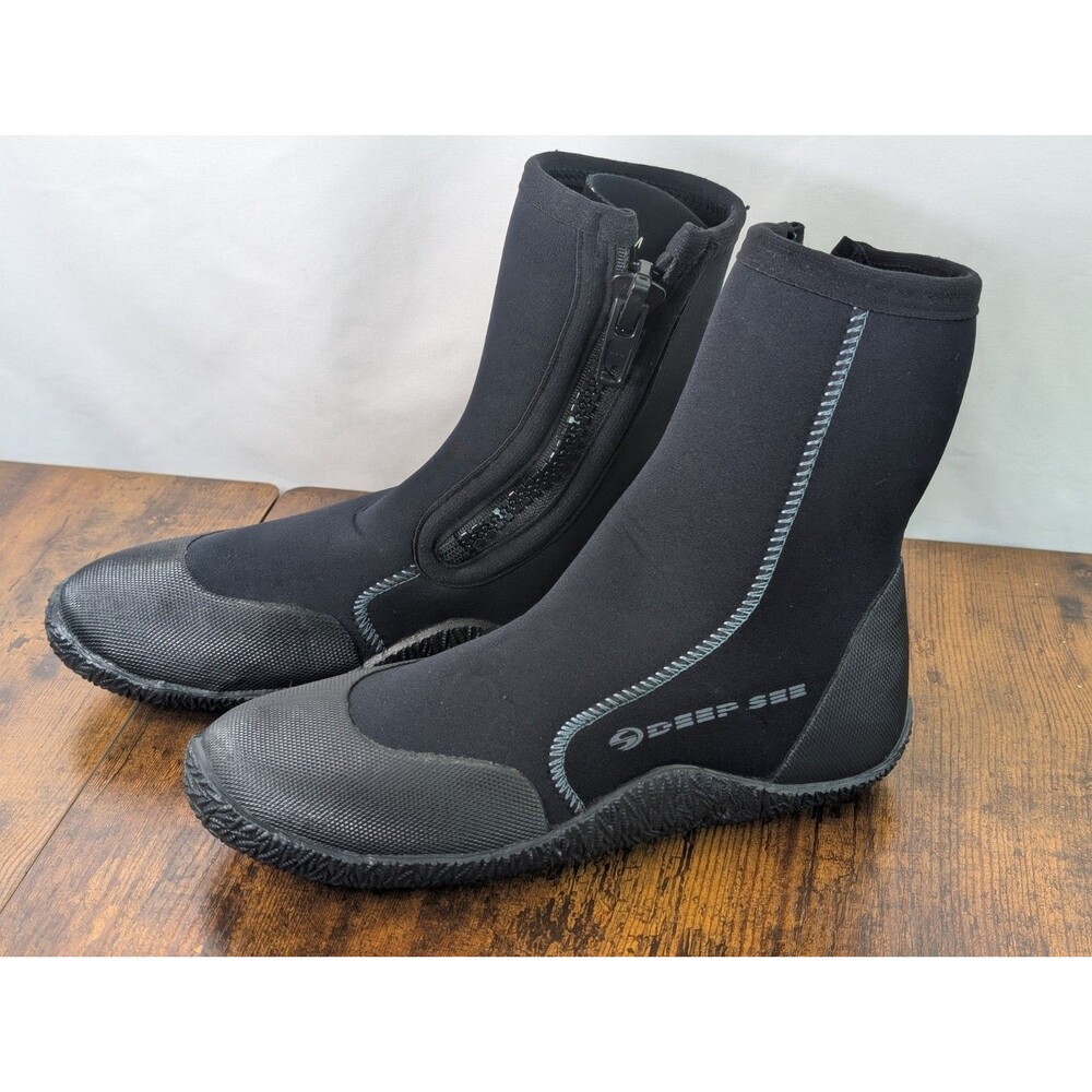 Deep See Neoprene Zipper Scuba Diving Water Shoe Boots Size 8 Black